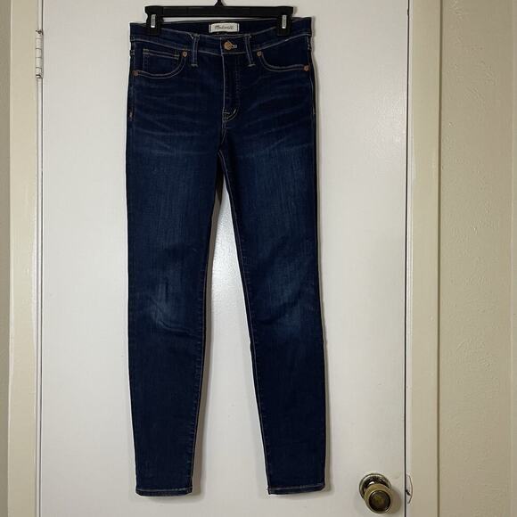 Madewell 9in high rise skinny dark blue wash stretch jeans size US 27 - Picture 2 of 7